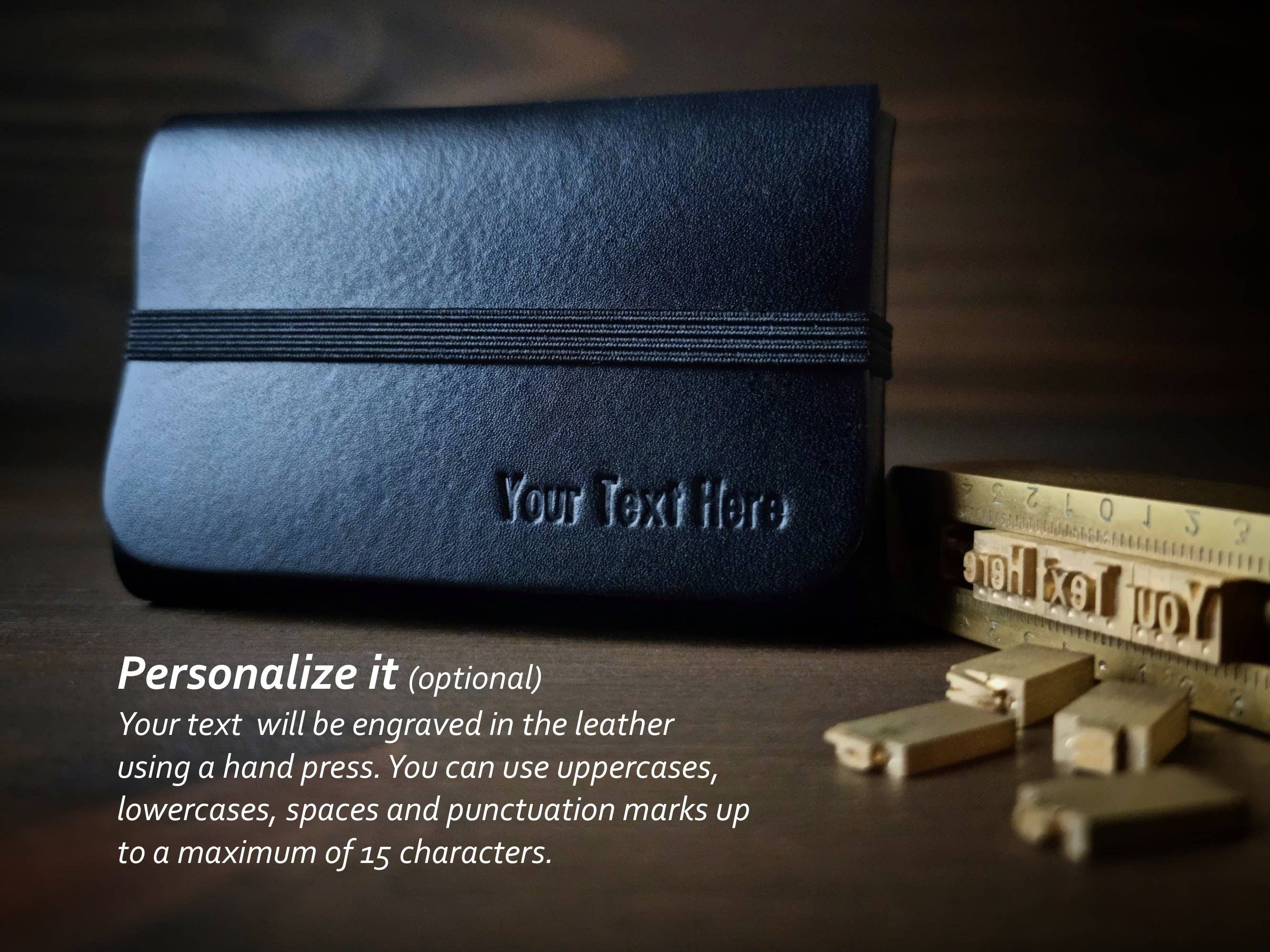 Singular Leather - Vente Portefeuille – unisexe - Portefeuille en Cuir Noir Carbone - Minimaliste et Personnalisable1