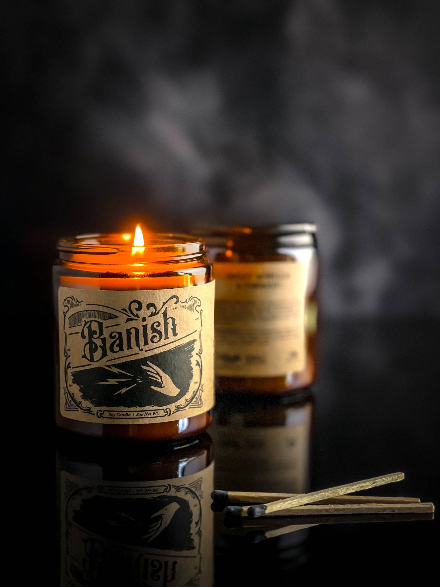 Ludlow Luna - Wholesale Jar/Filled Candle - BANISH Soy Candle [Scent: Tobacco + Vanilla] 8oz2