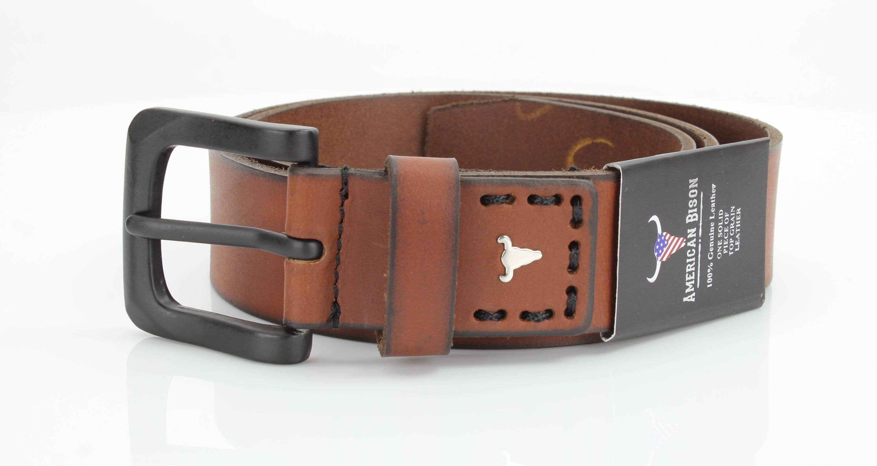 Leather Impressions Inc - Vente Ceinture – unisexe - Ceinture en cuir classique avec coutures fines et logo - ABB 01035