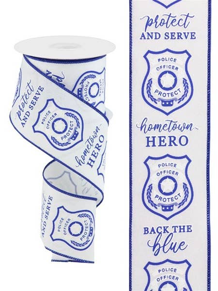 2.5"X10yd Police Badge On Royal White/Blue (F) for wholesale by Waterman's Loft Inc.