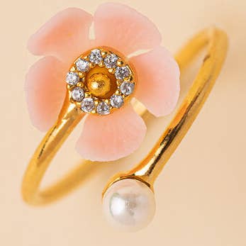 Cherry Blossom and Pearl Ring for wholesale by Lulou Bijoux