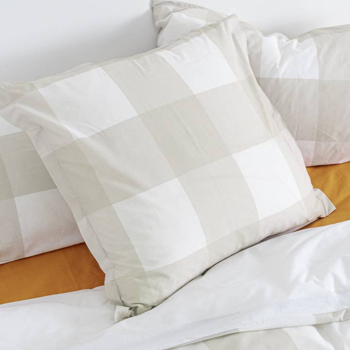 Happyfriday – Engroshandel Hovedpudebetræk – Gingham Pudebetræk Beige3