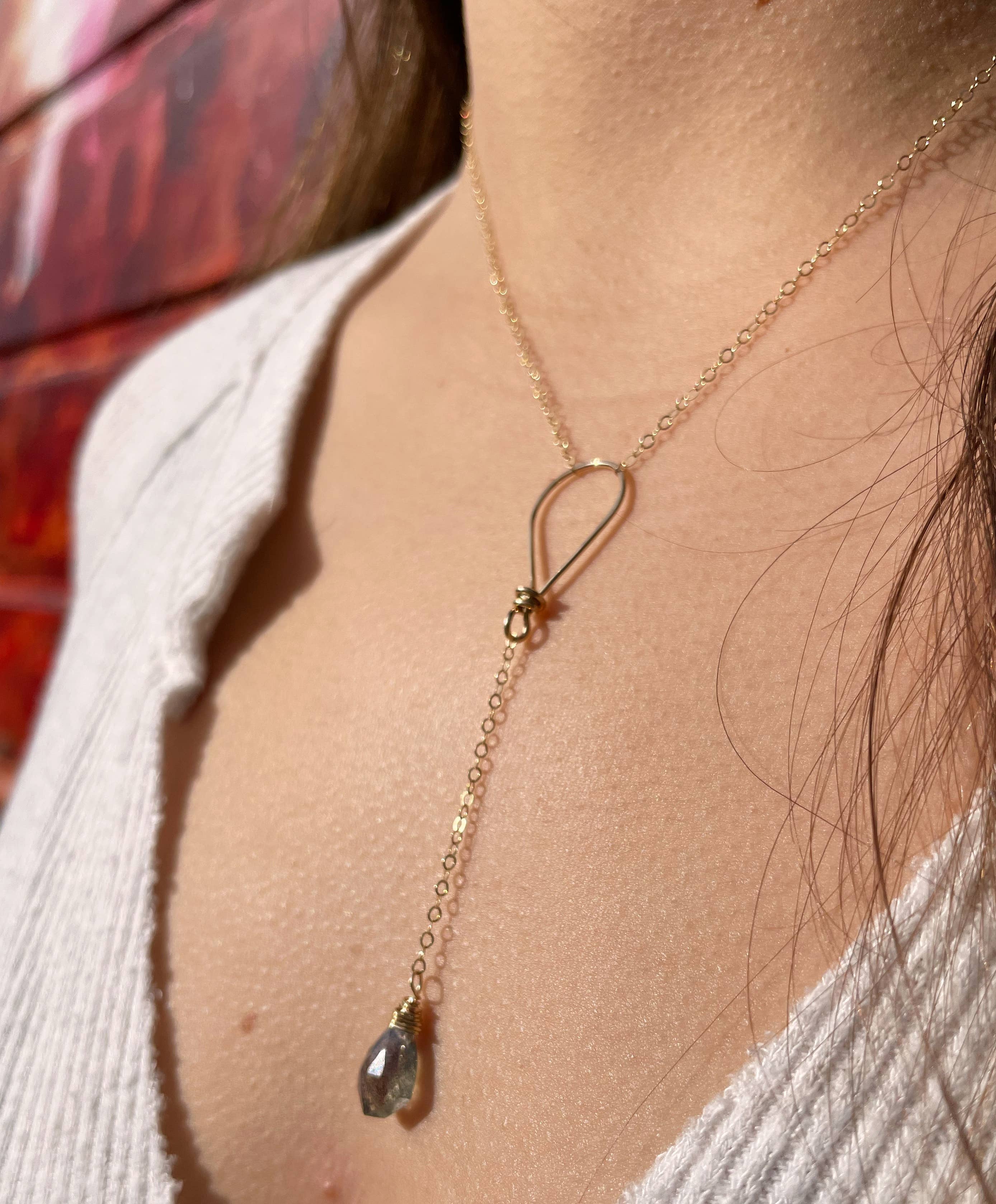 Quinn Sharp Handmade - Wholesale Pendant/Charm Necklace - 16" Y-Necklace With Moonstone/Labradorite Drop2