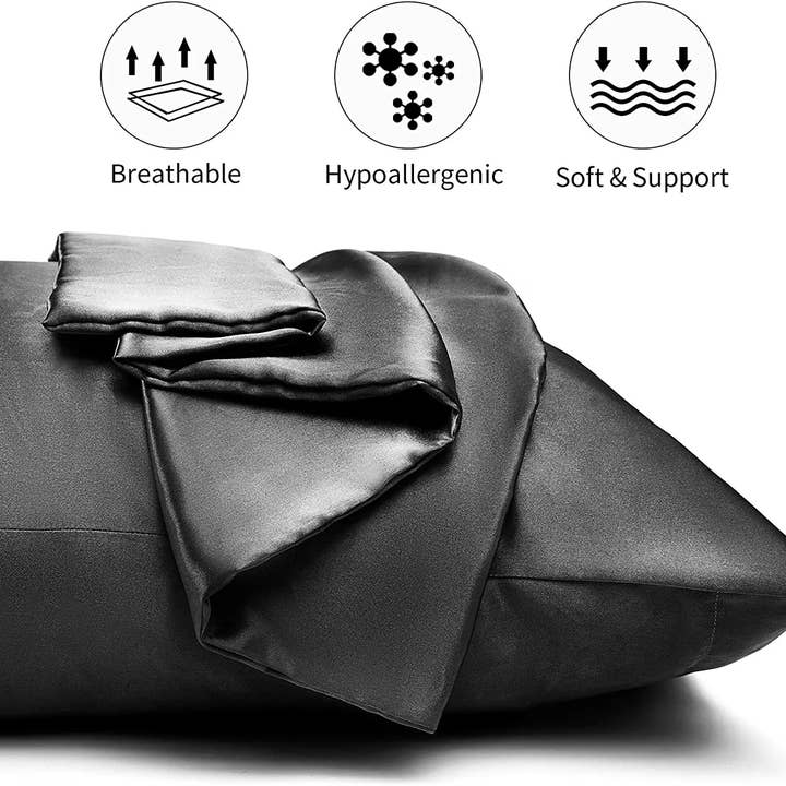 AfricanFabs - Wholesale Bedding Pillowcase/Sham - Satin pillow case black 60 x 70 cm standard pillow size - Silky satin pillowcase2