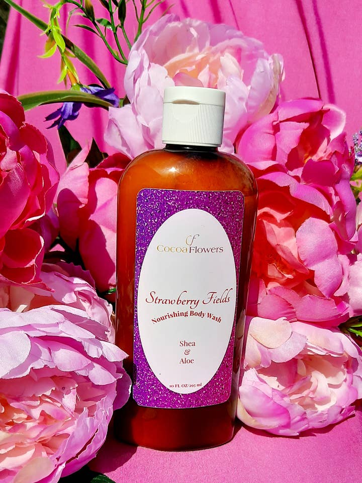 Strawberry Fields Nourishing Body Wash for wholesale by Cocoa Flowers