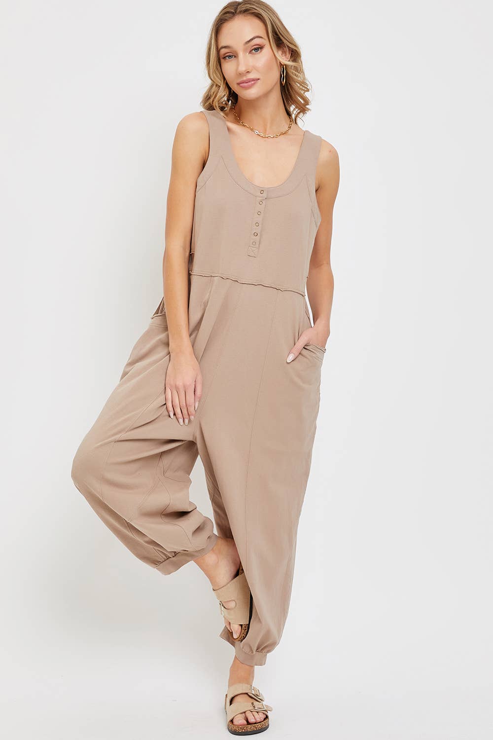 Sweet Lovely by Jen - Wholesale Jumpsuit - Women's - COTTON WASHED SLOUCHY JUMPSUIT19