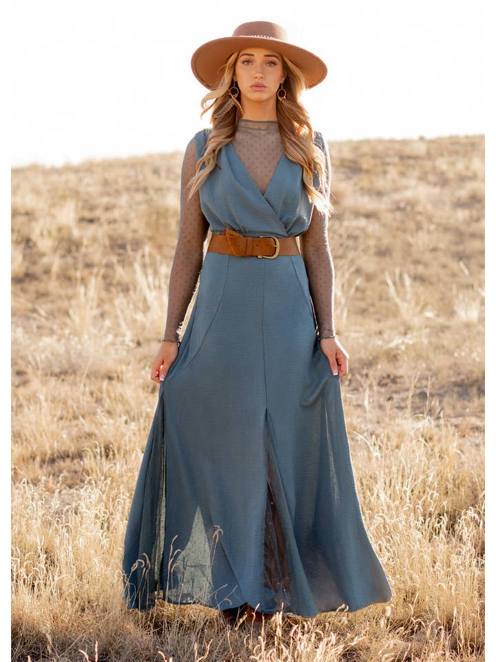 Joyfolie - Wholesale Dress - Women's - Tisannah Dress in Dusty Teal