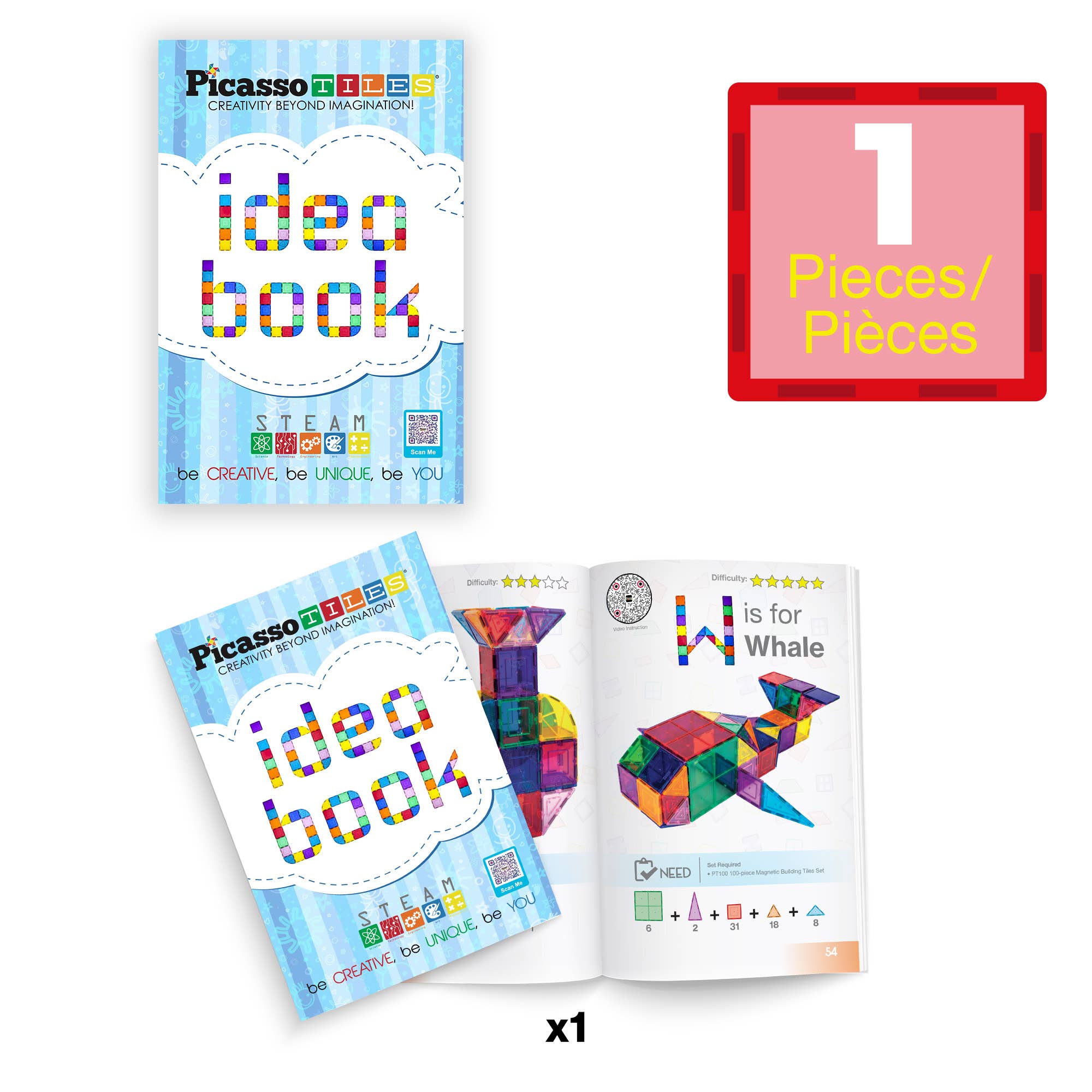 PicassoTiles – wholesale Building set – Child – PicassoTiles Idea Book for Toy Magnet Building Tile Set2