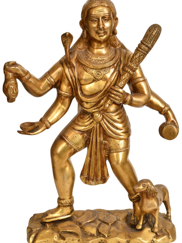 Batuk Bhairava da 15" in ottone | Fatto a mano | Prodotto in India per la vendita all'ingrosso da parte di Exotic India Art