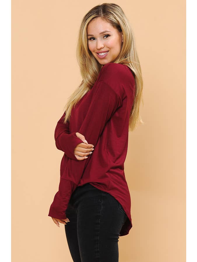 Burgundy Apparel - Wholesale Tunic - Women's - LONG SLEEVE TOP WITH THUMB HOLE25