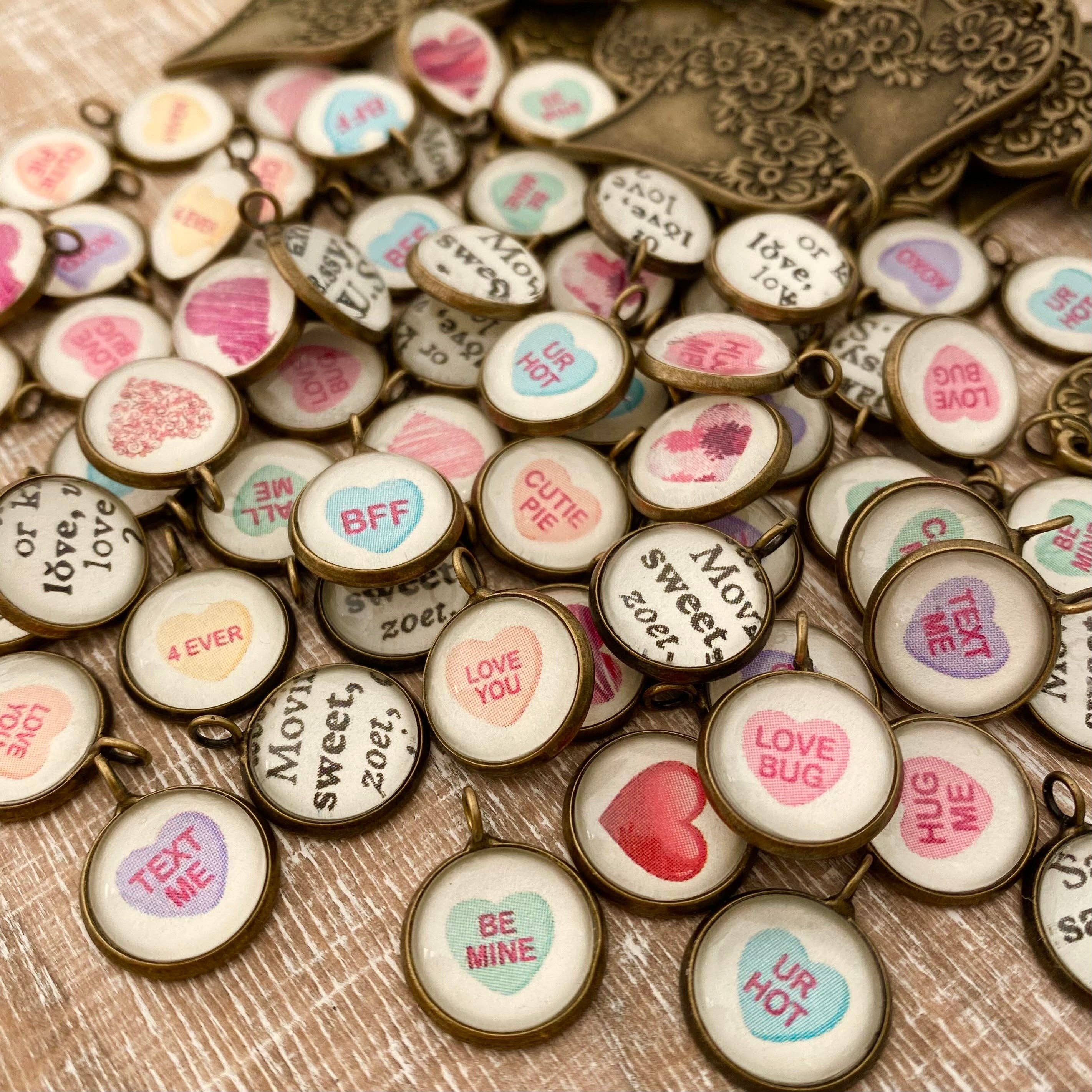 Define Charm Bar - Wholesale Pendant/Charm Necklace - Valentine Conversation Heart Theme Charms 3