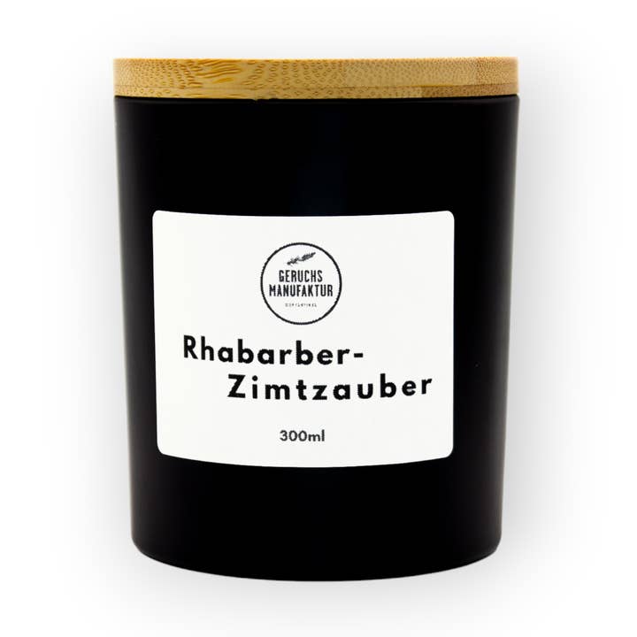 Premium rhubarb-cinnamon magic scented candle for wholesale by Geruchsmanufaktur