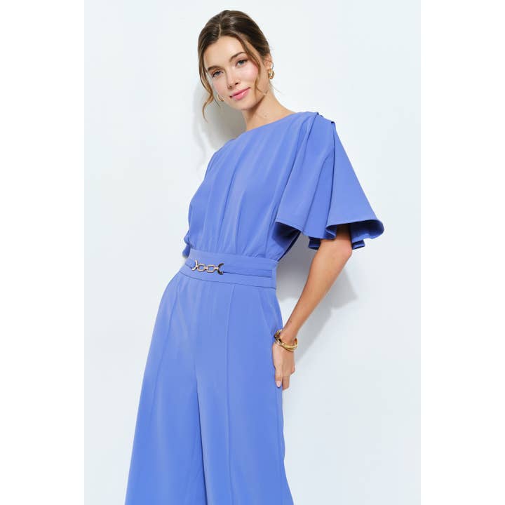 INA - Wholesale Romper - Women's - Flutter Kimino Sleeve Buckle Detail Wide Jumpsuit22