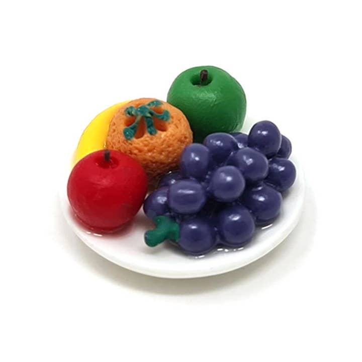 Fairygoodies – wholesale Dekorativt bordsobjekt – Tallrik med frukt (Fiddlehead) Miniatyr trädgård eller dockor hus
