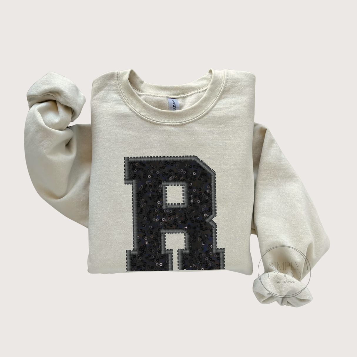 Simply Good Collective - Wholesale Sweatshirt - Women's - Custom Sequin Varsity Letter Sweatshirt1