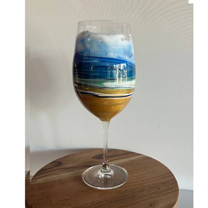Resin Beach Stemmed Wine Glass for wholesale by 251 Coastal Art Co