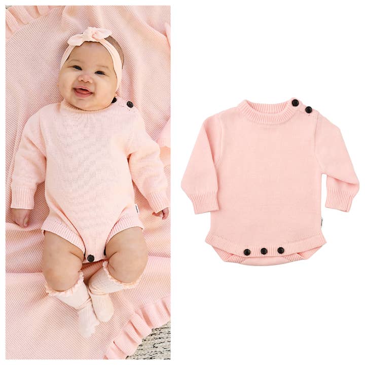 Pull Souvenir Bébé en Maille Rose Clair BUBBLE pour la vente par Gigi and Max