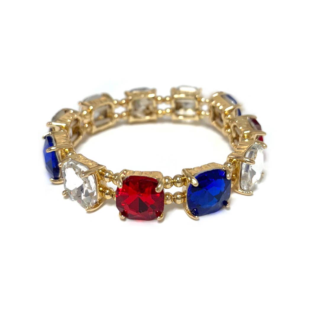 StarryNYC - Vendita all'ingrosso Braccialetto con ciondolo/pendente - Bracciale elasticizzato con cristalli in vetro tagliato a cuscino19