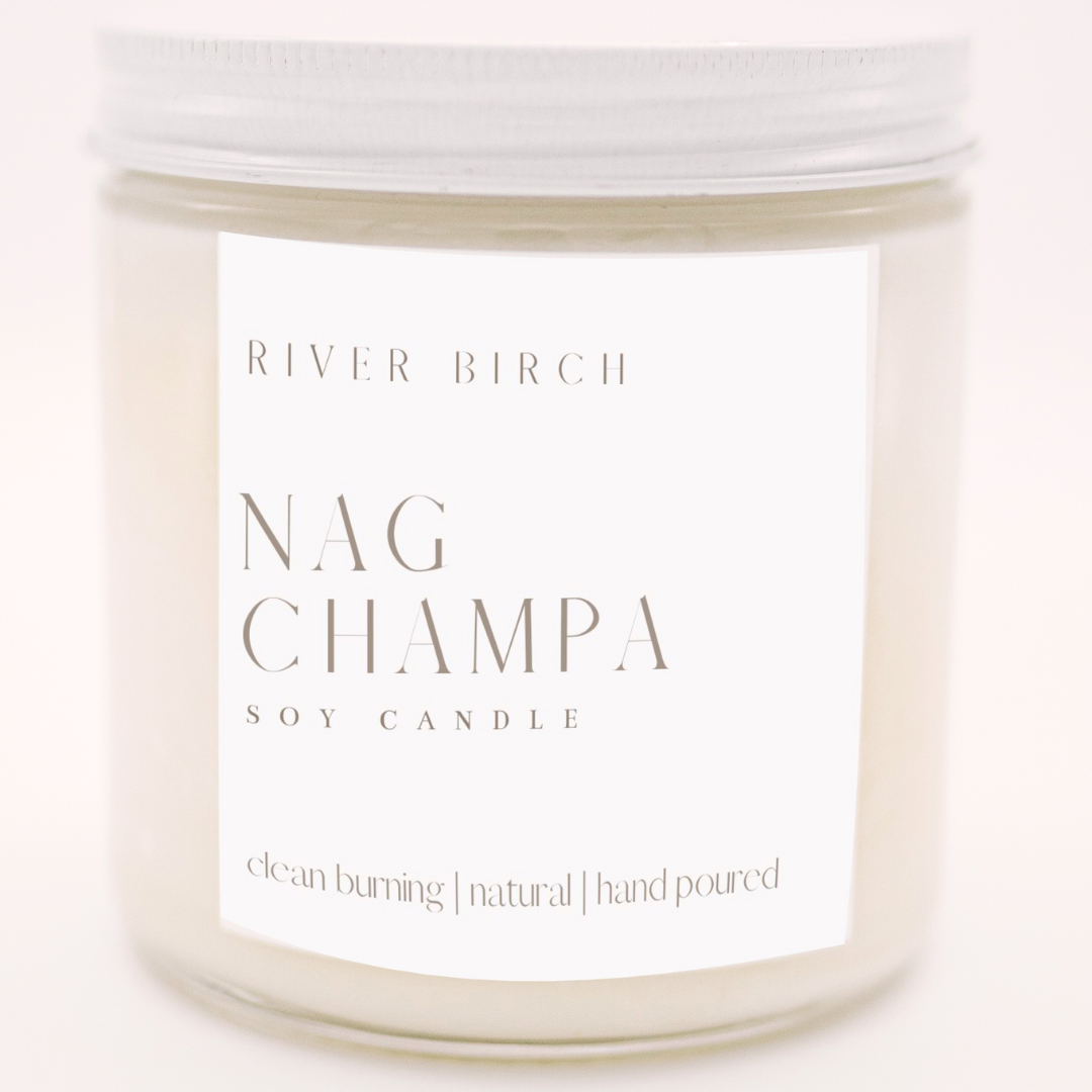 River Birch Candles - Wholesale Jar/Filled Candle - 16oz Nag Champa Soy Candle - Clear Jar0