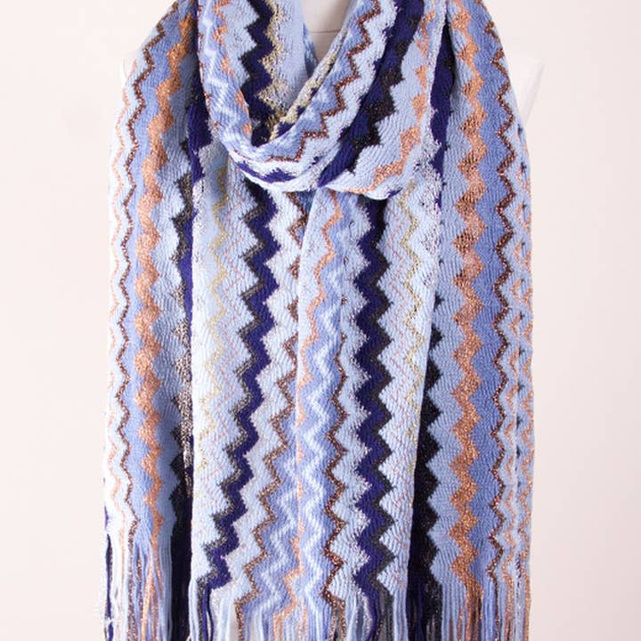 Hana - Wholesale Scarf - Women's - Zig Zag Pattern Scarf-Mkas4220