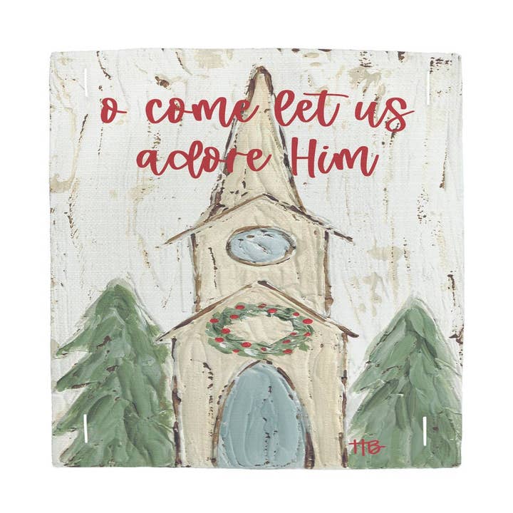 O Come Let Us Adore Him Church Square Pillow Swap for wholesale by LuckyBird Apparel and Home