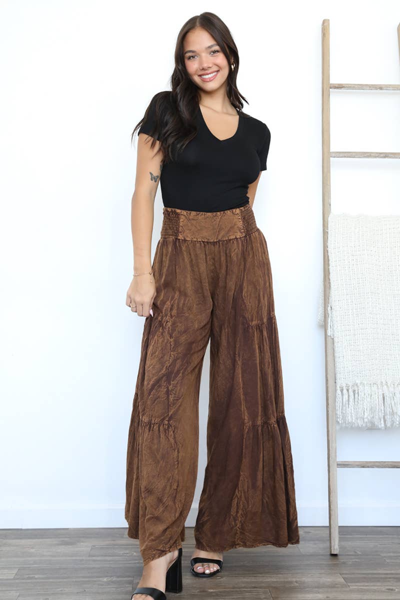 Nostalgia - Wholesale Pants - Women's - N3690-ASIS ACID WASH TIERED WIDE LEG PANTS8