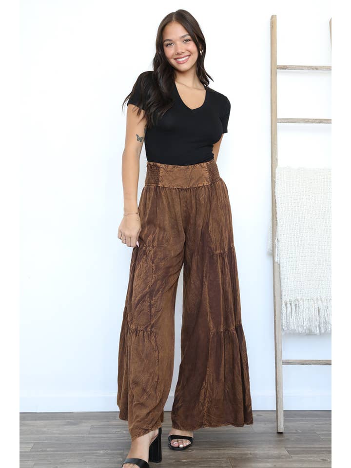 Nostalgia - Wholesale Pants - Women's - N3690-ASIS ACID WASH TIERED WIDE LEG PANTS8