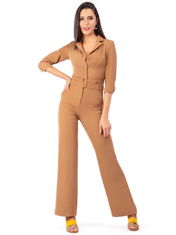 Crepe fabric jumpsuit with elastane fitted model for wholesale by ZUMBI Fashion Store