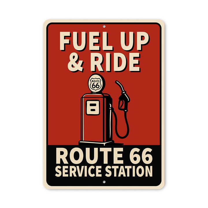 Tank op og kør Route 66 servicestation skilt for engroshandel hos Lizton Sign Shop, Inc