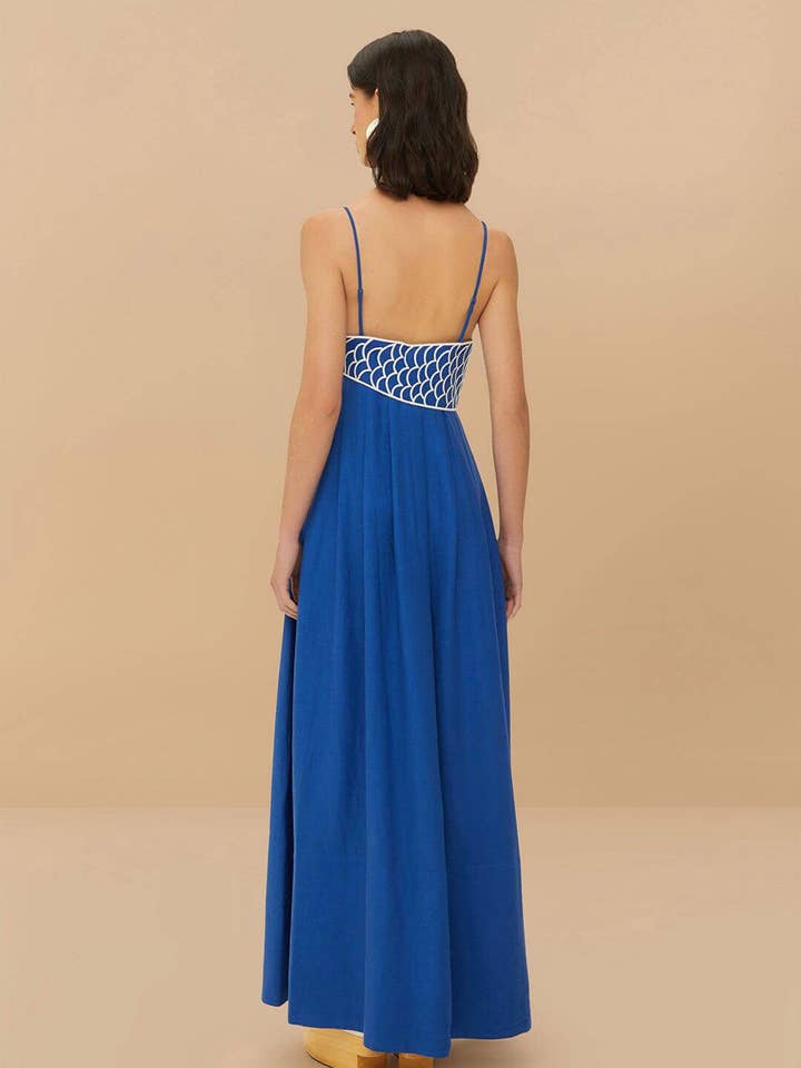 Rosa Clothing - Wholesale Dress - Women's - Vivid goldfish embroidered strappy maxi dress