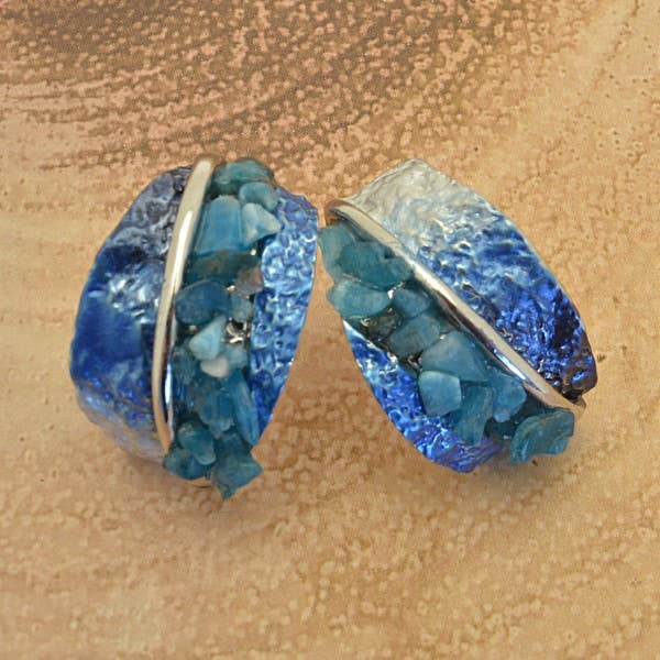 Miss Milly Limited – wholesale Hoop earrings – Blue Crumble Earrings1