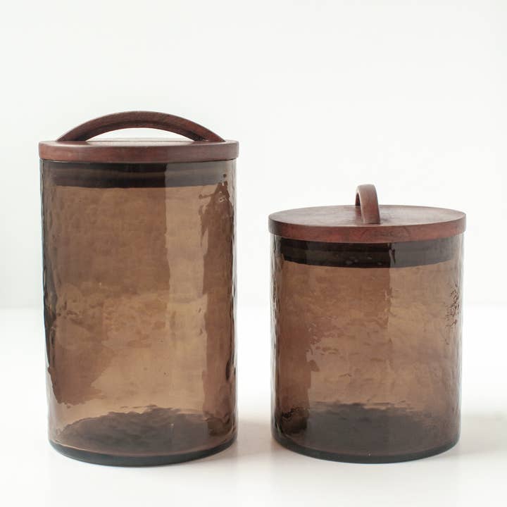 Creative Women - Wholesale Canister - Handblown Hammered Glass Canisters
