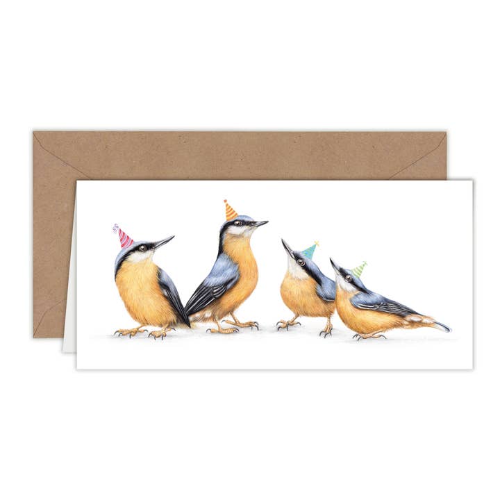 Födelsedagskort, Söta fåglar, Djurhälsningskort, Nuthatch för wholesale av Beast of Paradise