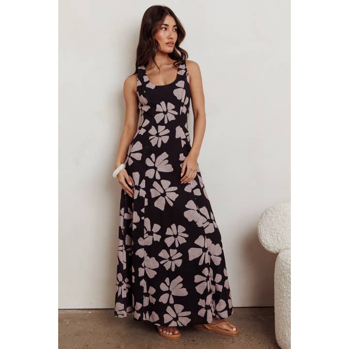 FLORAL WOVEN MAXI DRESS / BR0048D for wholesale by One and Only Collective