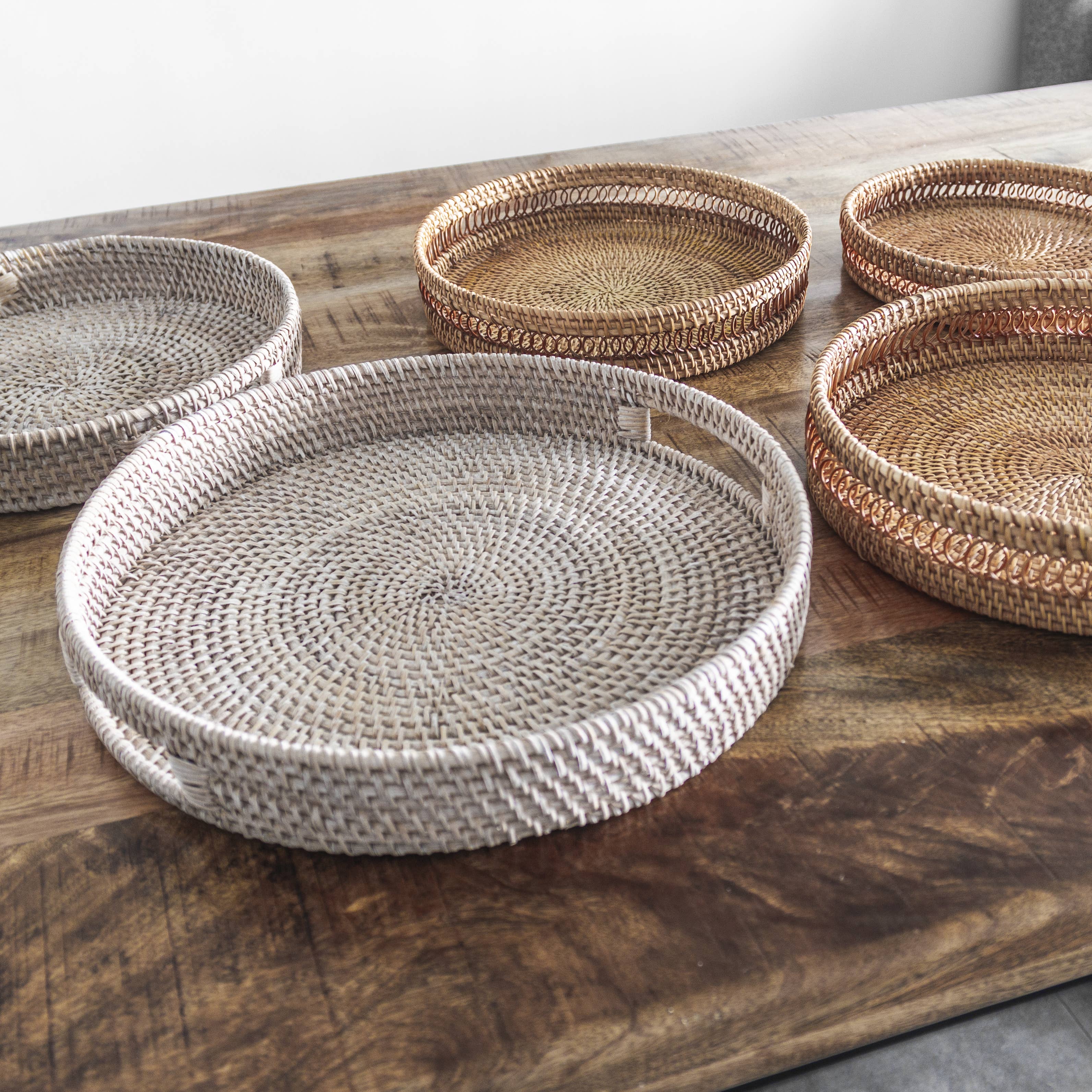 Porto Boutique - Vente Plateaux décoratifs - Plateau décoratif – Décoration de table ronde en rotin9