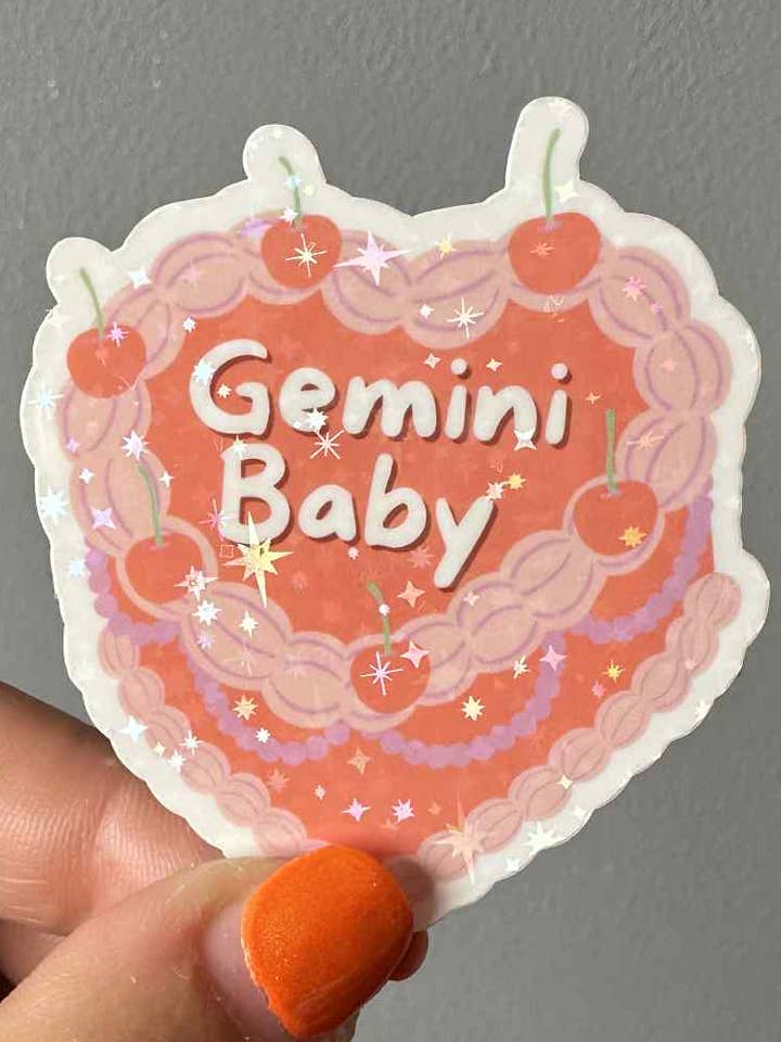 Gemini Baby Star Sign Zodiac Astrology Vinyl Glitter Sticker for wholesale by Printicole