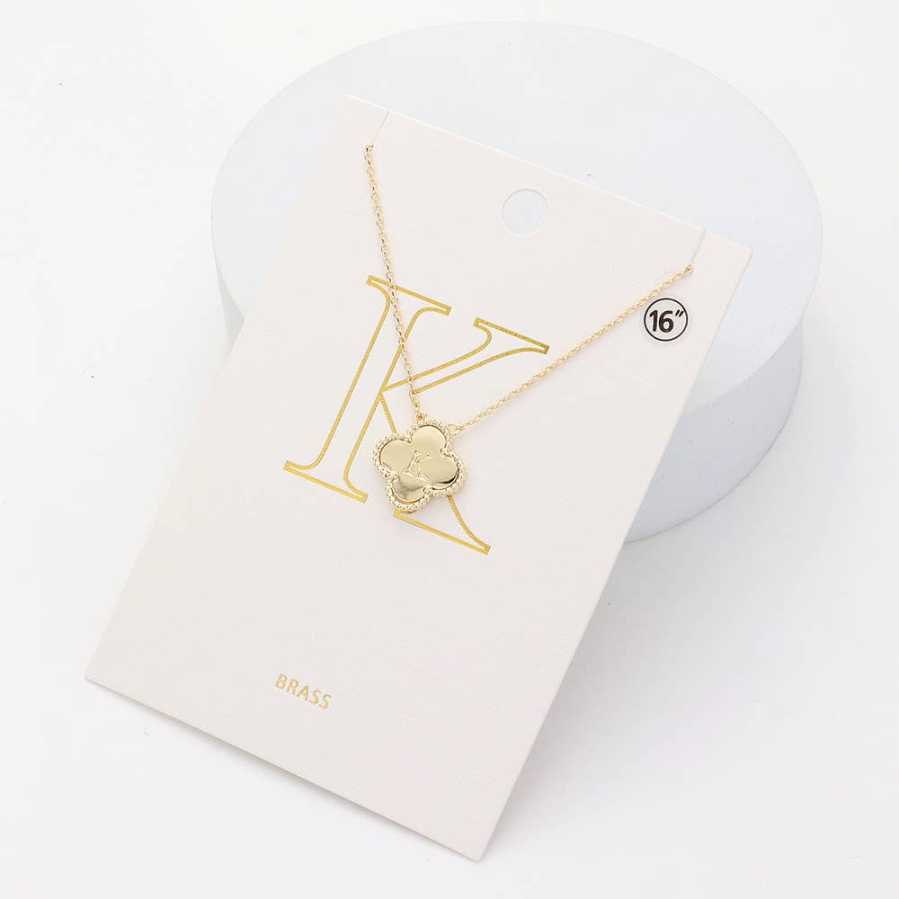 Sensibling Corp. - Wholesale Pendant/Charm Necklace - Quatrefoil Initial I Pendant Necklace
12