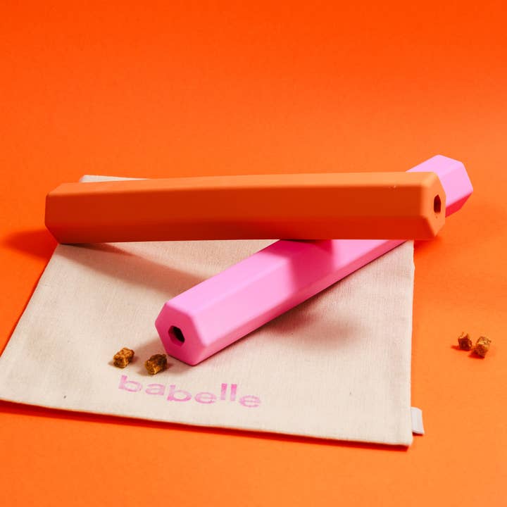 Babelle For Dogs - Wholesale Pet Chew Toy - Dog - The Treat Tube - Pet Enrichment toy - orange1