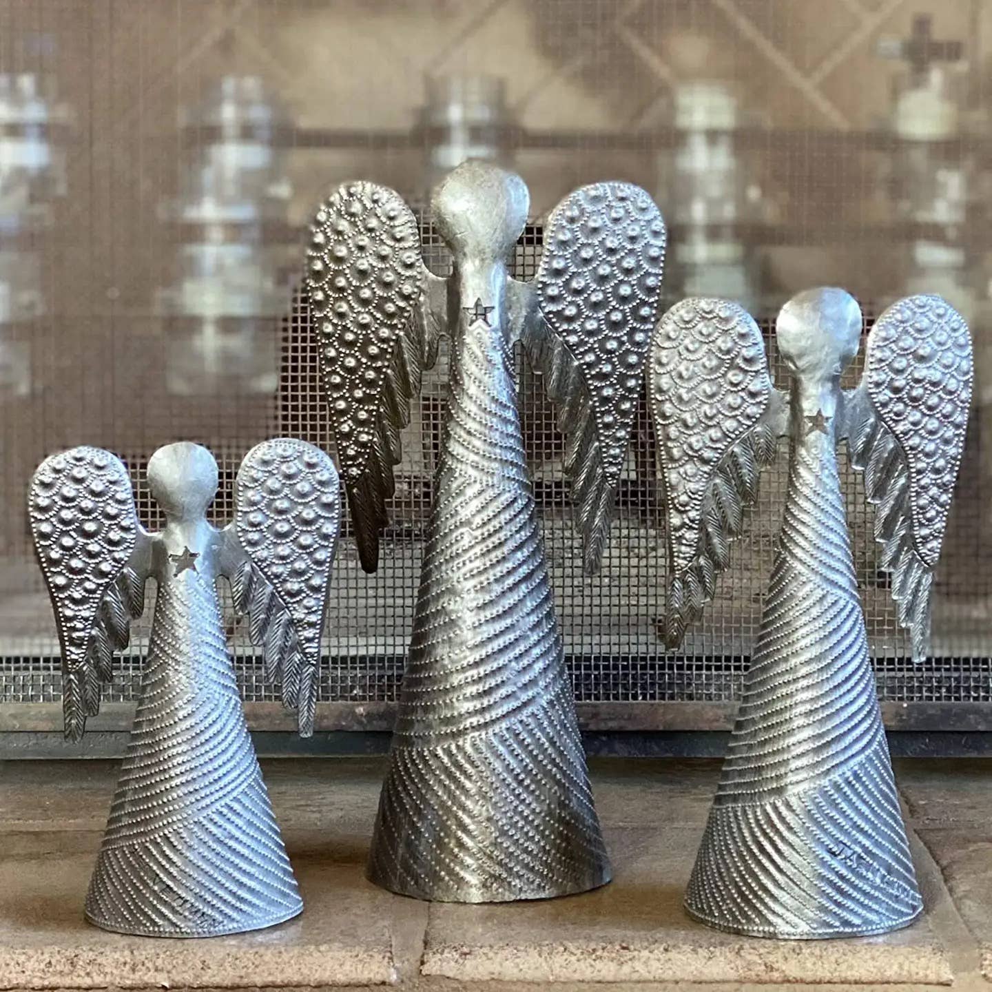 Haiti Fair Trade~ It's Cactus - Wholesale Christmas Decoration - Set of 3 Standing Angels – Handmade Haitian Metal Tabletop 1