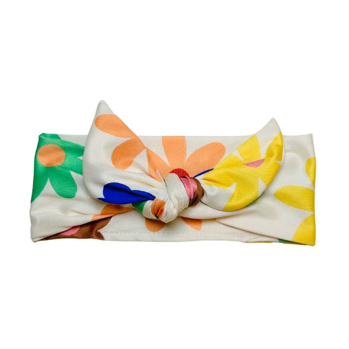 Baby Tie On Headband - Retro Daisies for wholesale by Junque Food Headband Hair Accessories