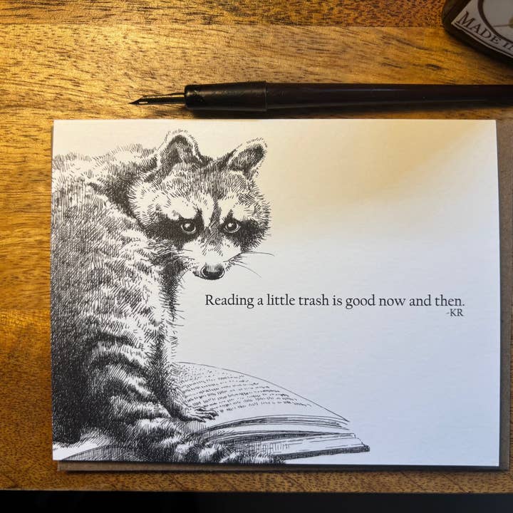 Karen Ritz Cards - Wholesale Everyday Greeting Card - Books & Beasts Raccoon Fun Notecard1