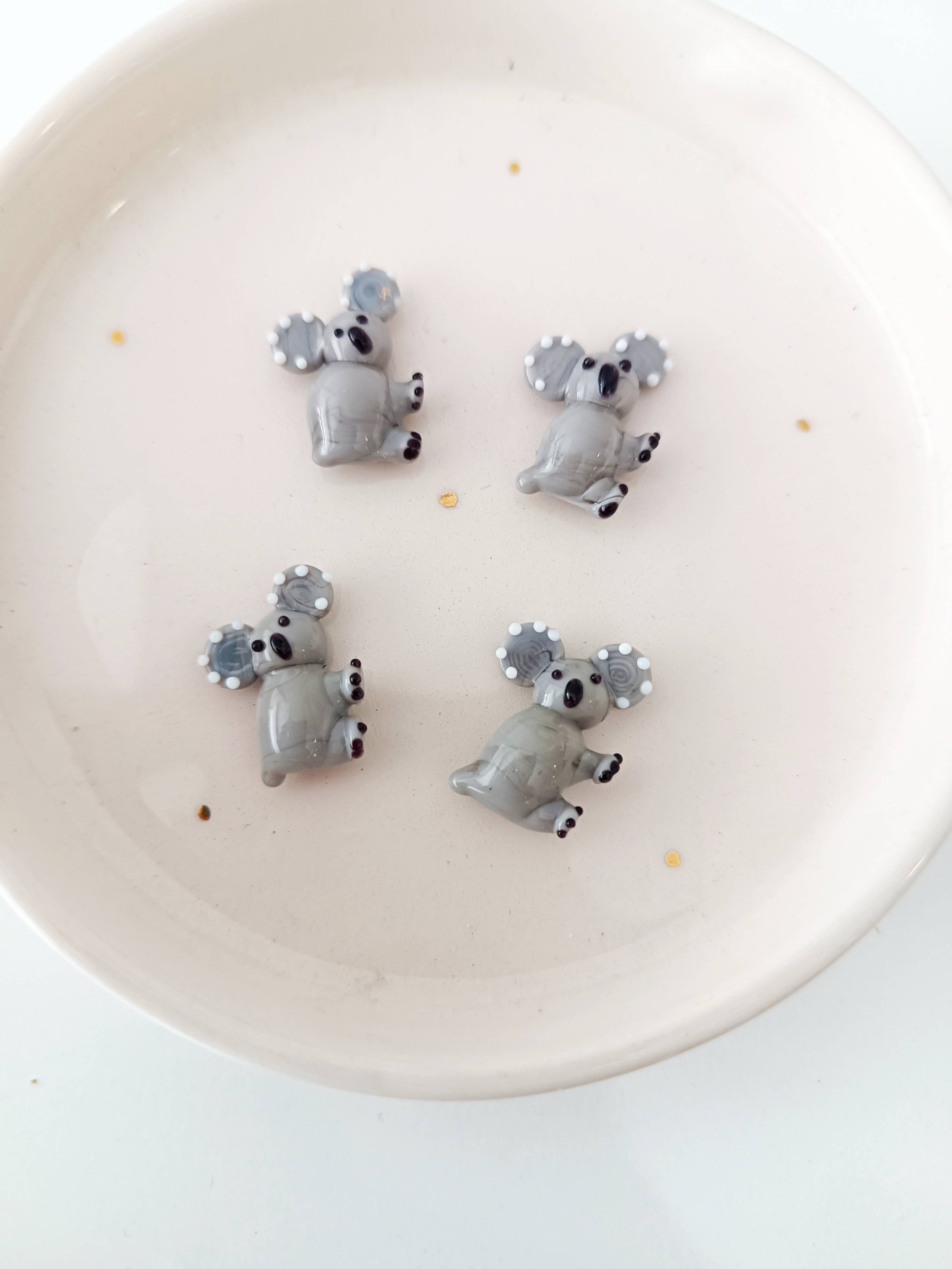 Adamodart - Wholesale Beads - Glass Koala Bead, Lampwork forest Animal charm, DIY earring