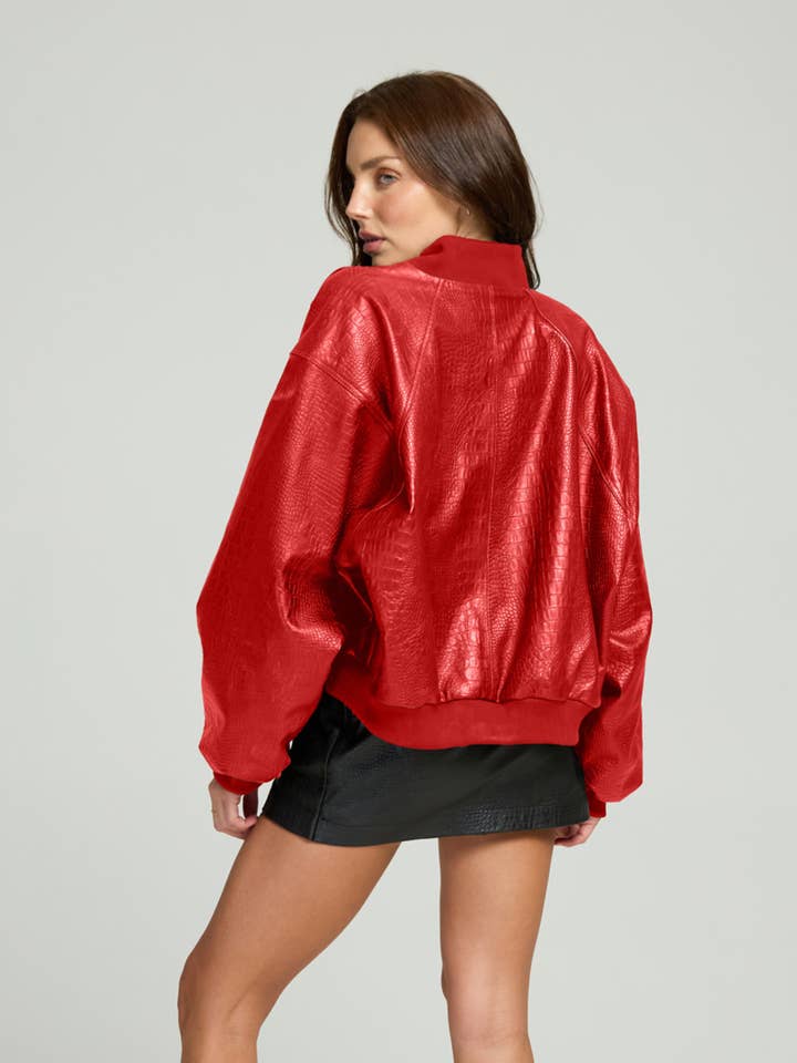 Crocodillenleren bomberjack. voor wholesale door Rocky Rafaela