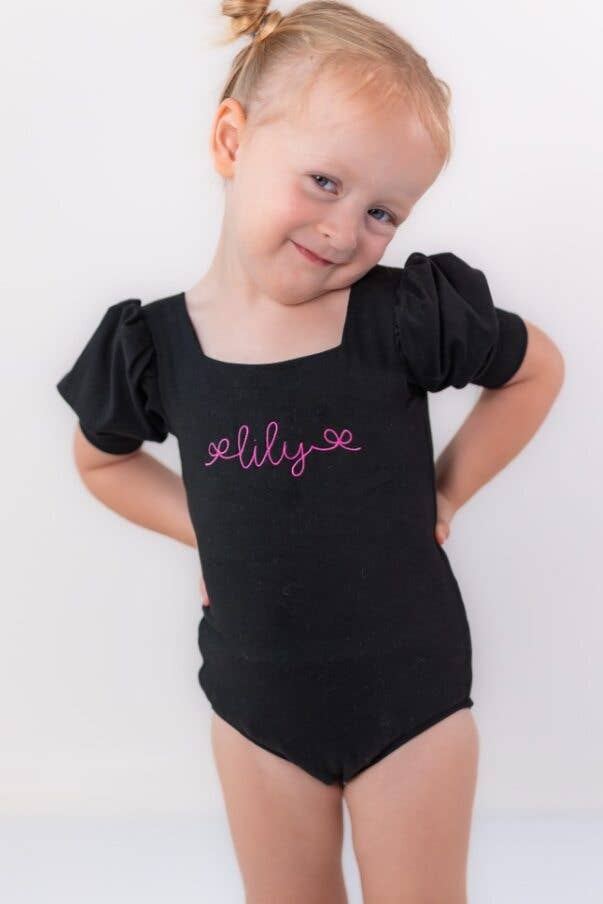 Cheeky Plum - Wholesale Leotard - Kids - Puff Sleeve Leotard - Black Magic10