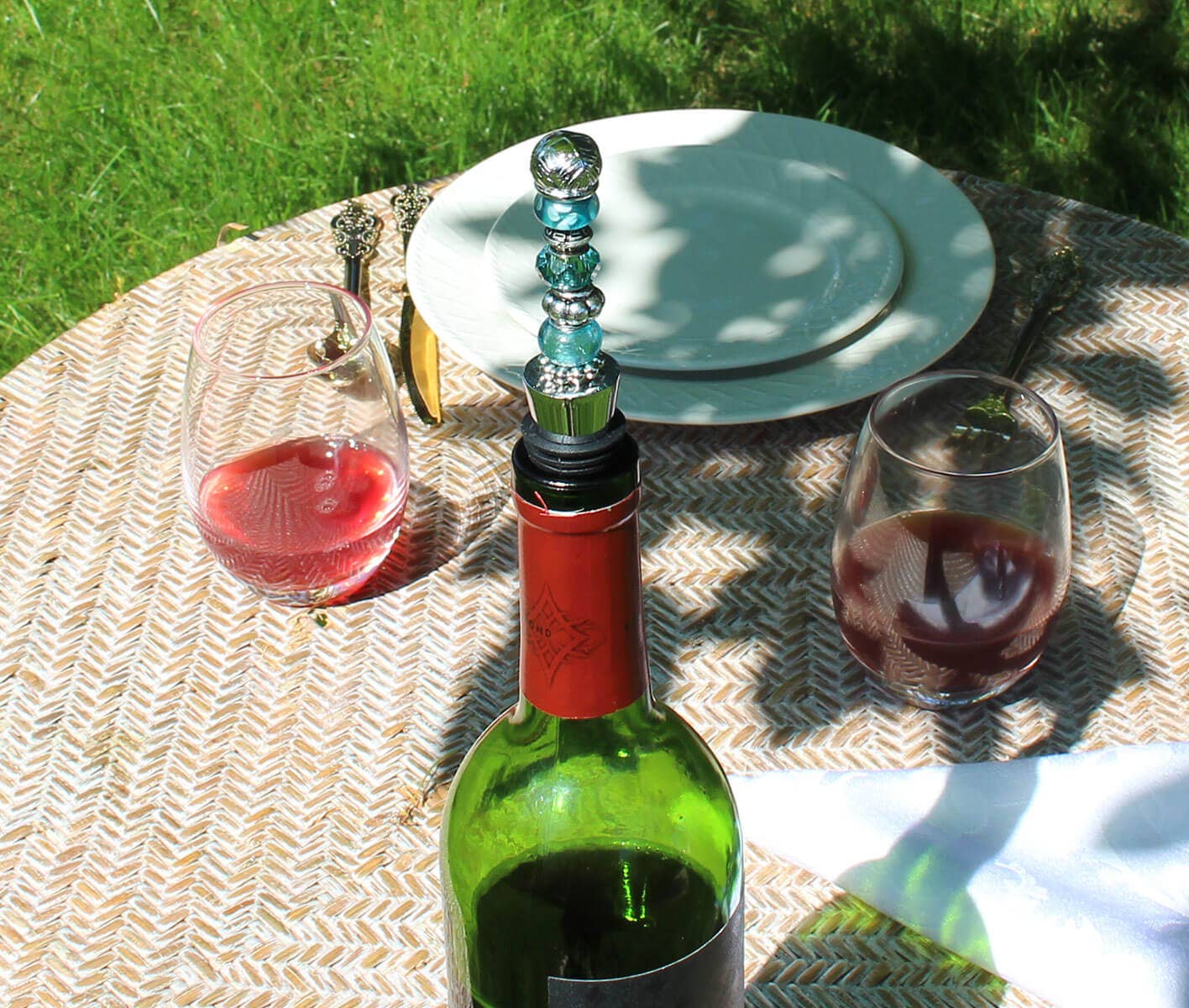 Lillian Rose - Wholesale Wine Stopper - Aqua Beaded Wine Stopper1