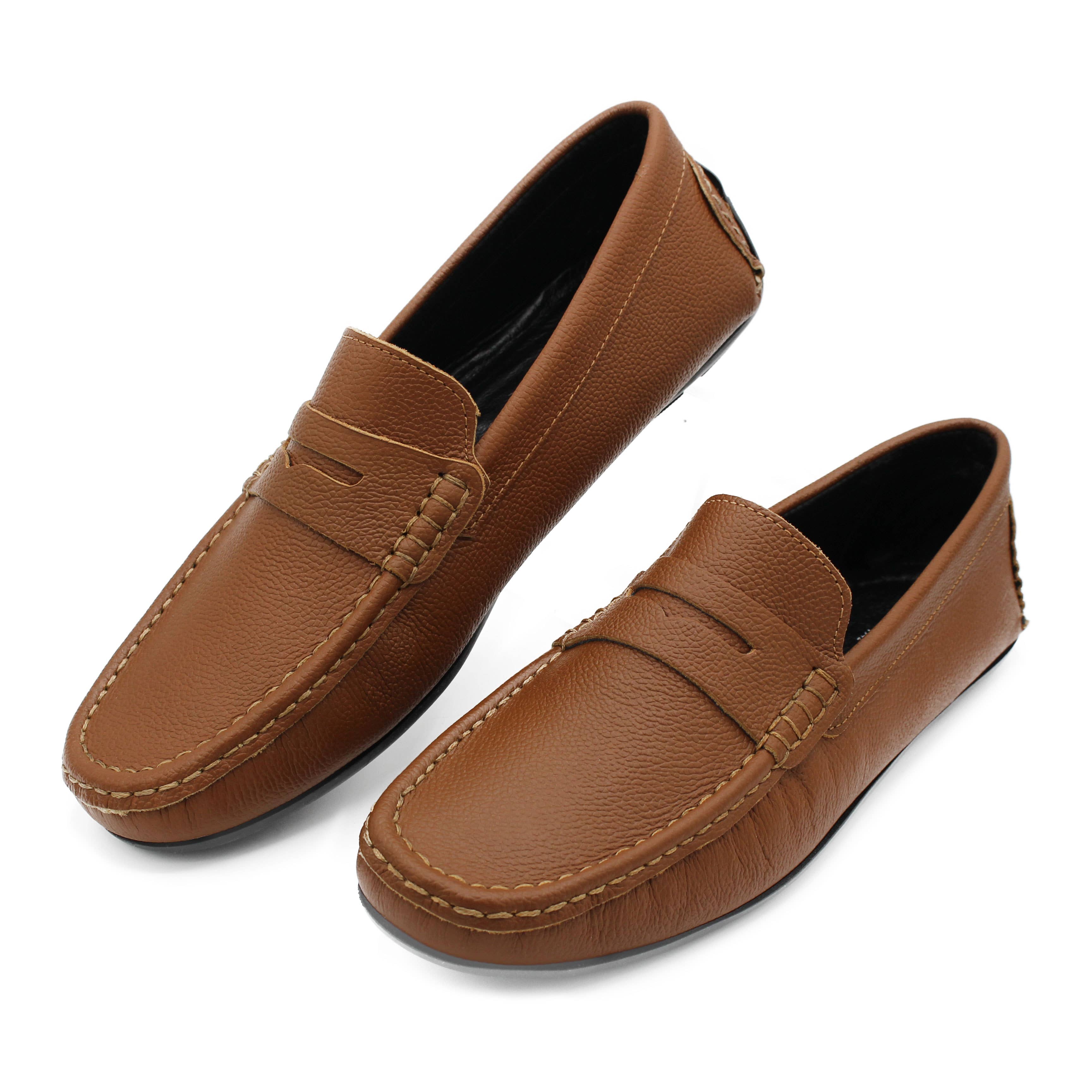 Camel Men's Leather Moccasin Loafer Flat Shoes -Zerimar for wholesale on Faire3