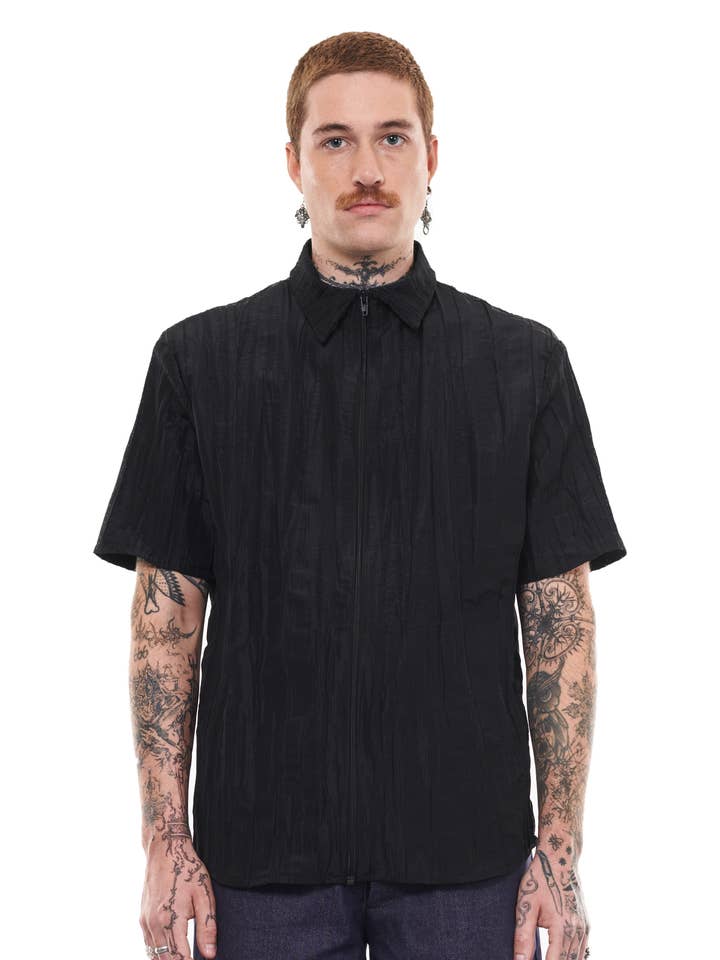 vesqmojo - Wholesale Button Down Shirt - Women's - PLEATED TAFFETA SHIRT4