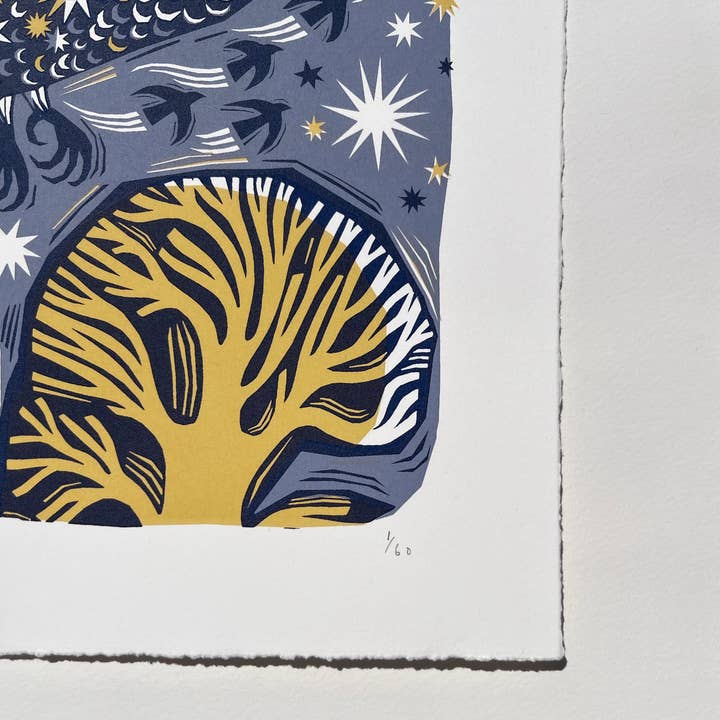 Folded Forest – wholesale Art print – Midnight Owl - Limited Edition Screen Print3