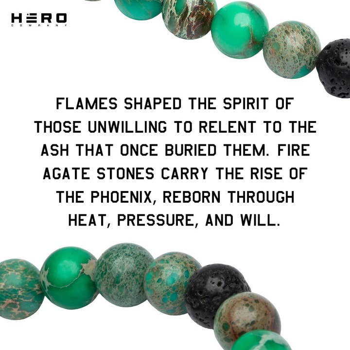 The Hero Company - Wholesale Beaded Bracelet - Phoenix Rising Fire Agate & Lava Bead Bracelet: Helps Pair Veterans With A Service Dog Or Shelter Dog -Faire5