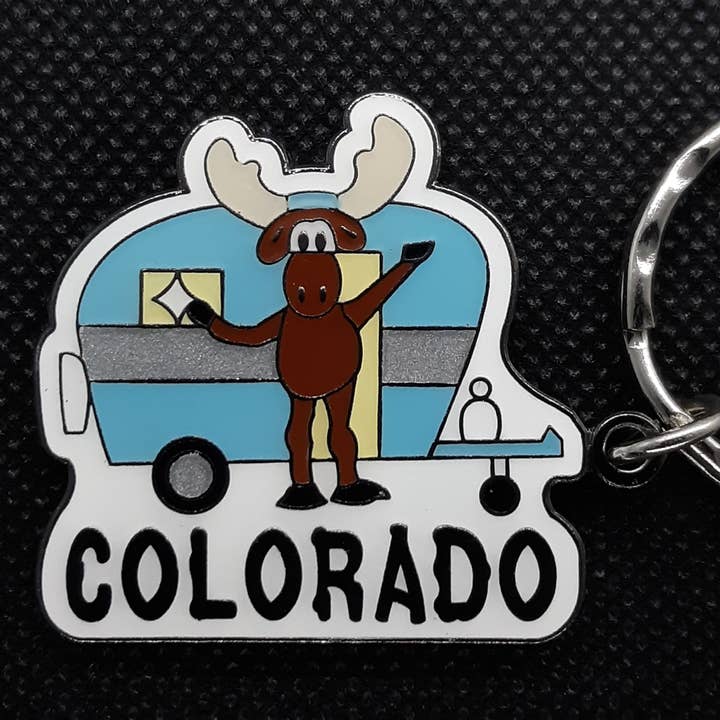 Keychain - CO Camper Moose for Colorado for wholesale by Fantastic Souvenirs, Gifts & Collectibles